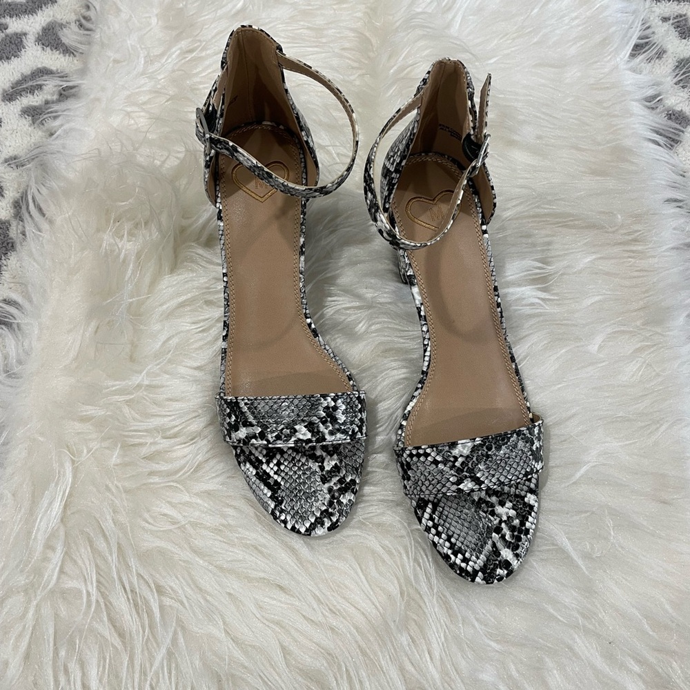 Madeline Black and White Snakeskin Heels